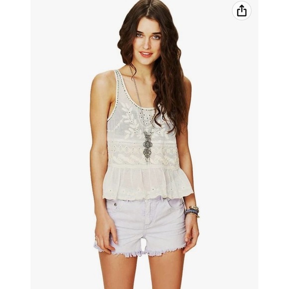 Free People Tops - FREE people embroidered beaded top sz med